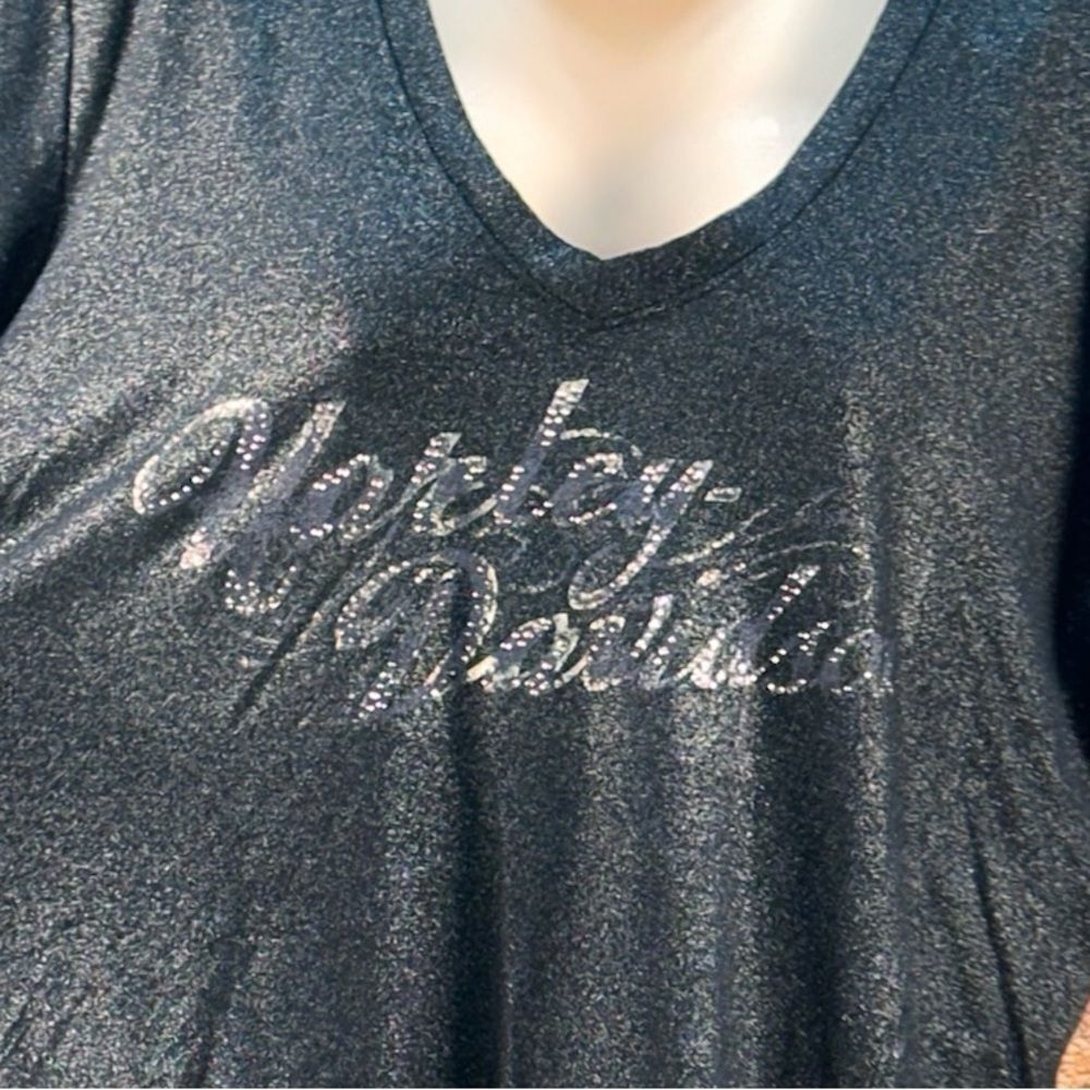 Harley-Davidson Black Sparkle V-Neck Tee - Picture 2 of 5